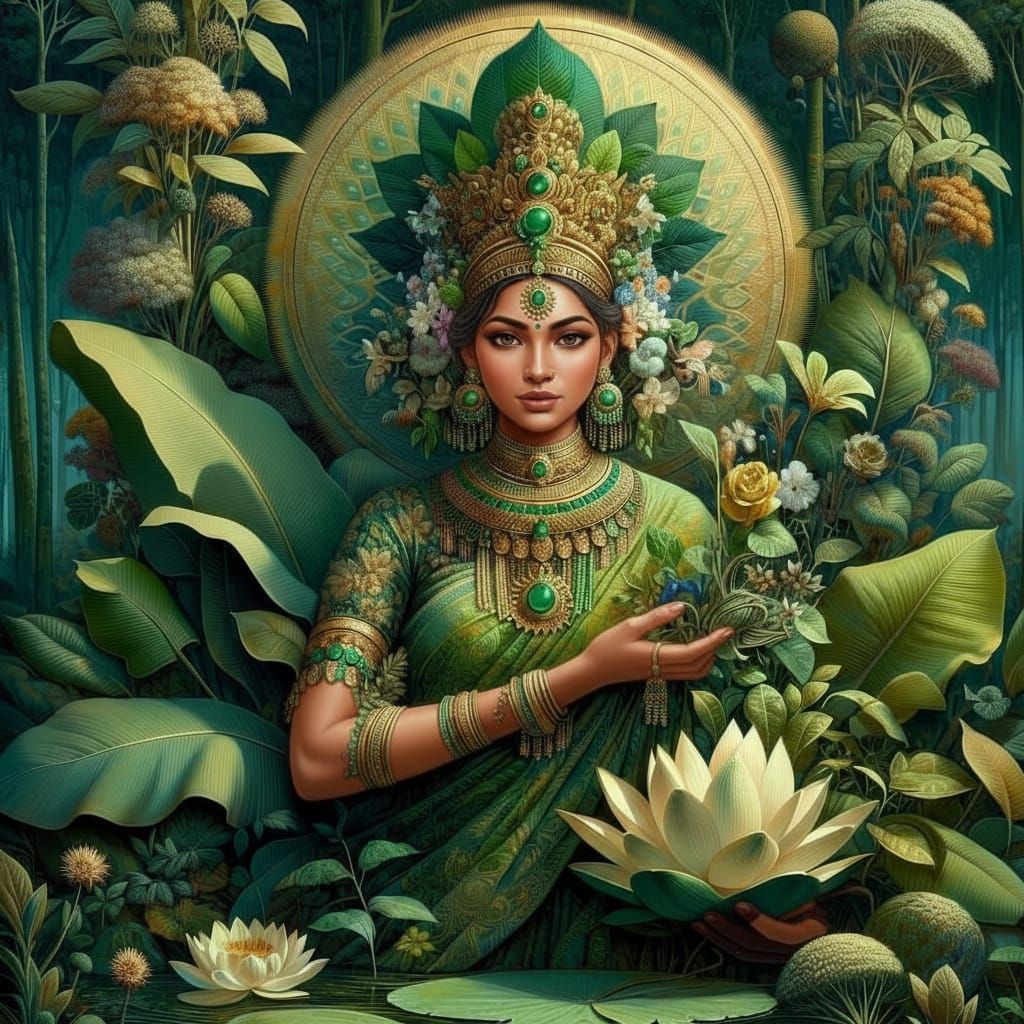Healing Goddess in Bangladeshi Jungle, Hindu Buddhist Art