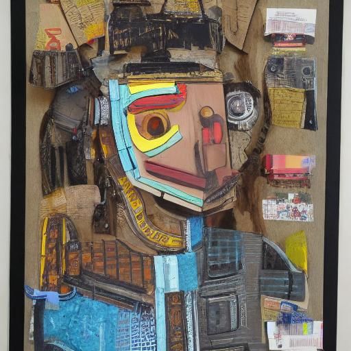 Scrap Robot Portrait in Mixed Media Collage