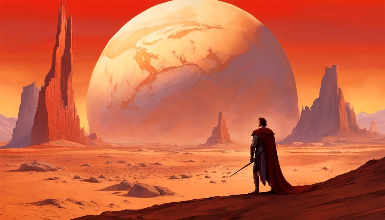 King Arthur Conquers Mars in Syd Mead Style