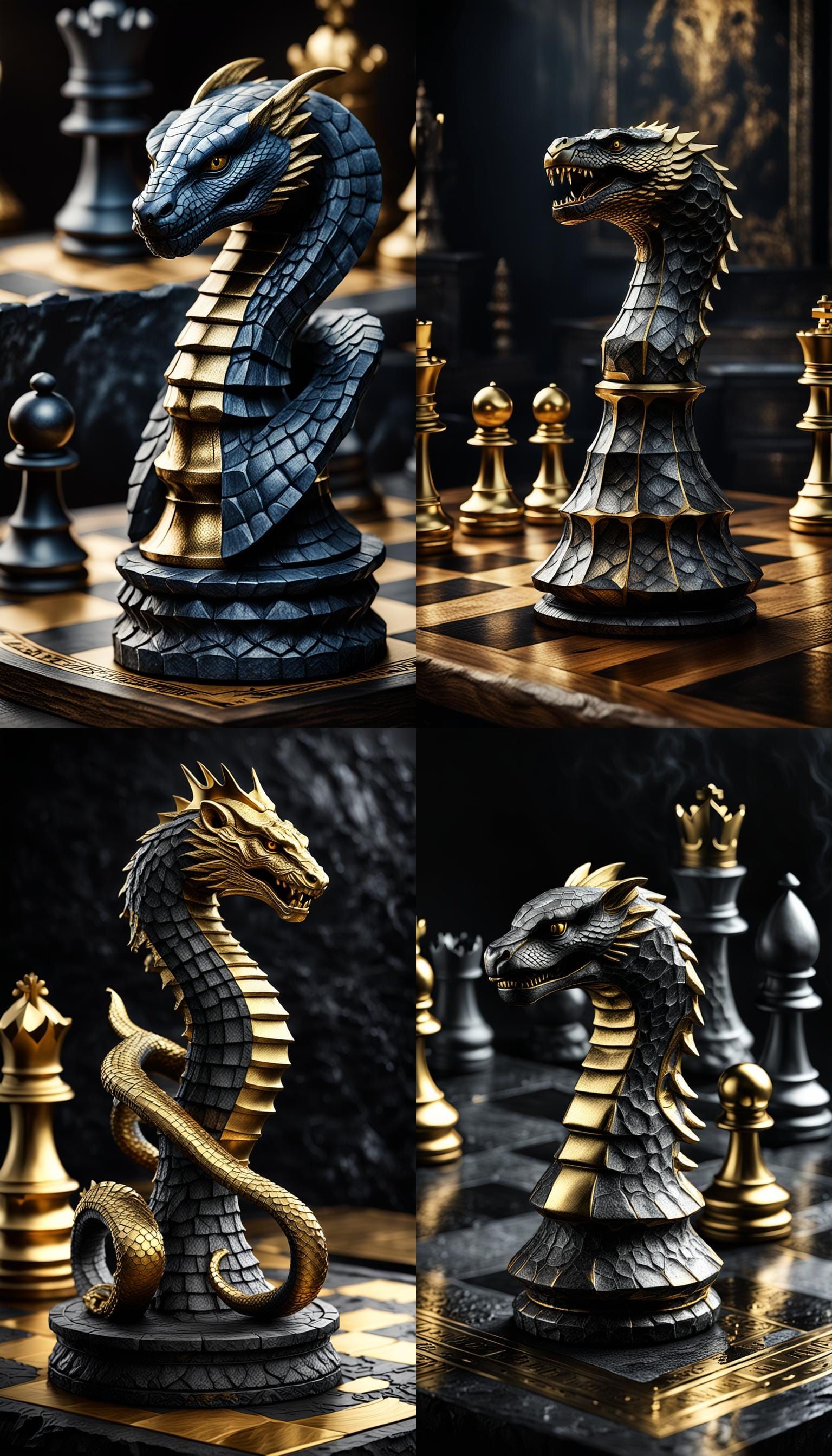Cobra Skin King Chess Piece in 3D