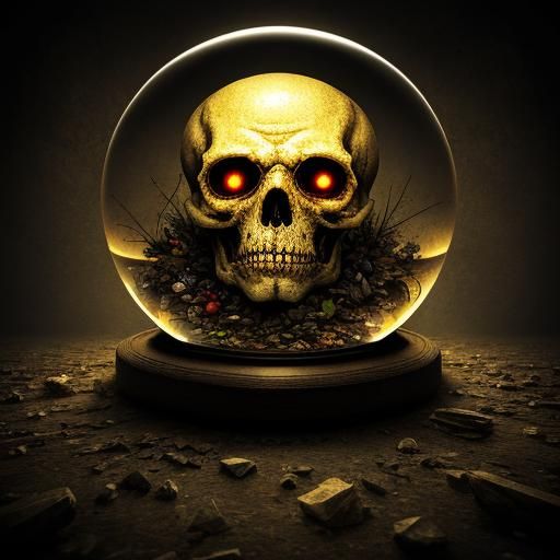 Zombie Trapped in Crystal Ball in Haunted Cemetery