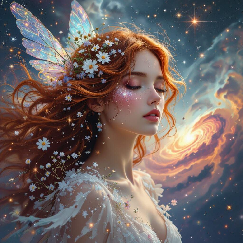 Imagine a portrait of an ethereal goddess.