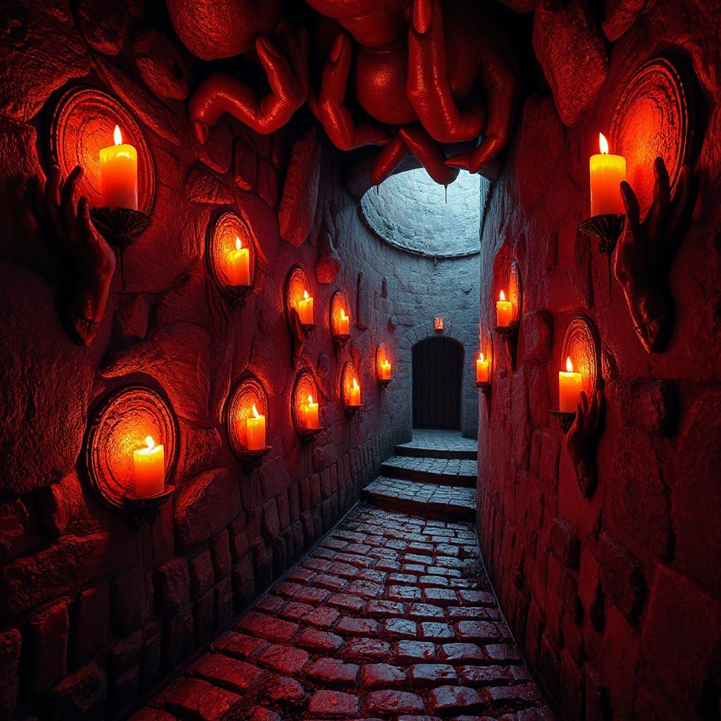 Creepy Gothic Candle Wall Sconce in Trompe L'oeil