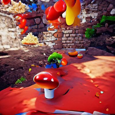 Super Mario Eats Colorful Mushrooms: Unreal Engine Art