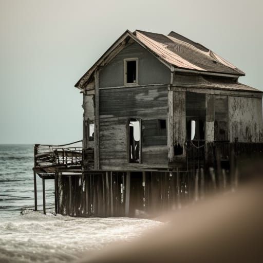Abandoned Dilapidated House by the Sea