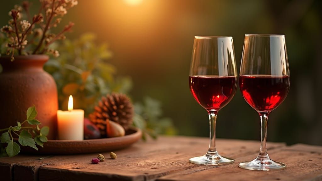 Wine Glasses with Candlelight Glow