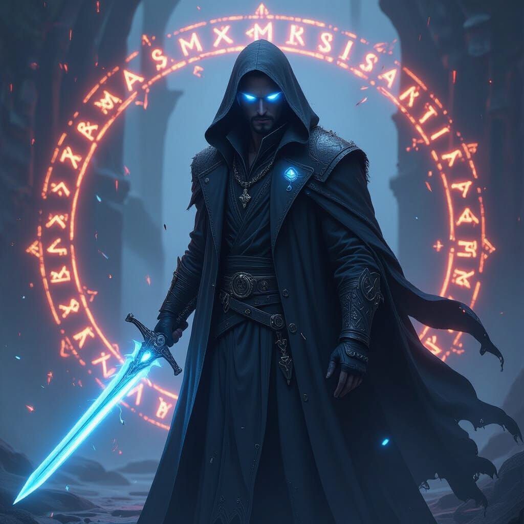 Mystical Swordsman in Fantasy Art Style