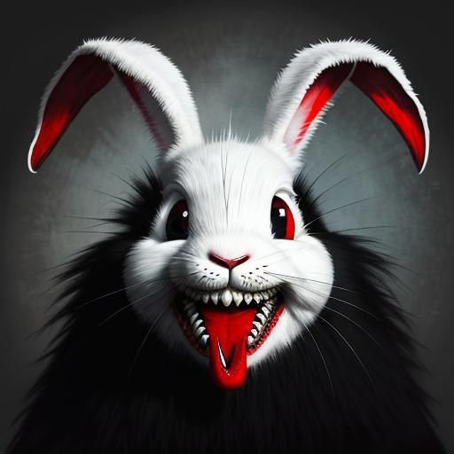 Sinister Fluffy Bunny with Big Eyes