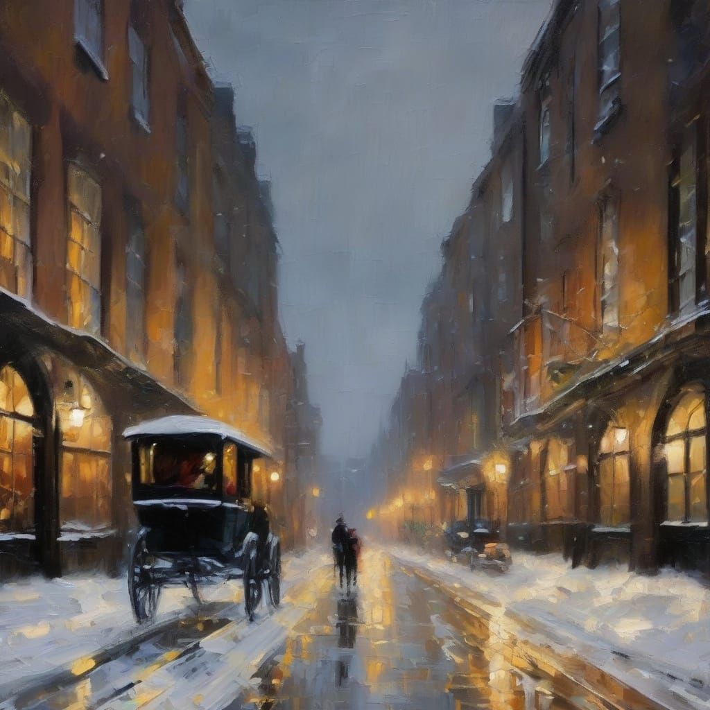 A snowy street in the 19th century...