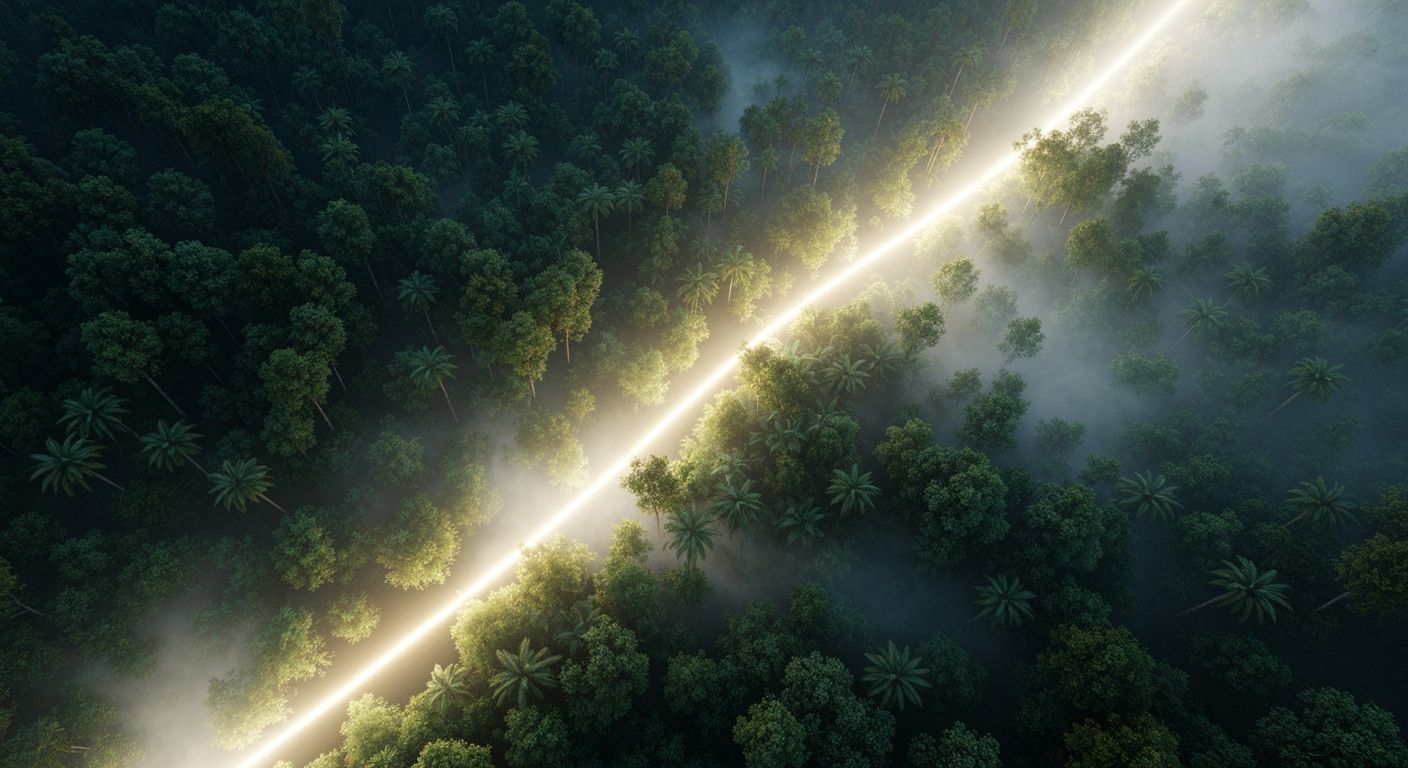 Futuristic Light Beam in Dense Jungle