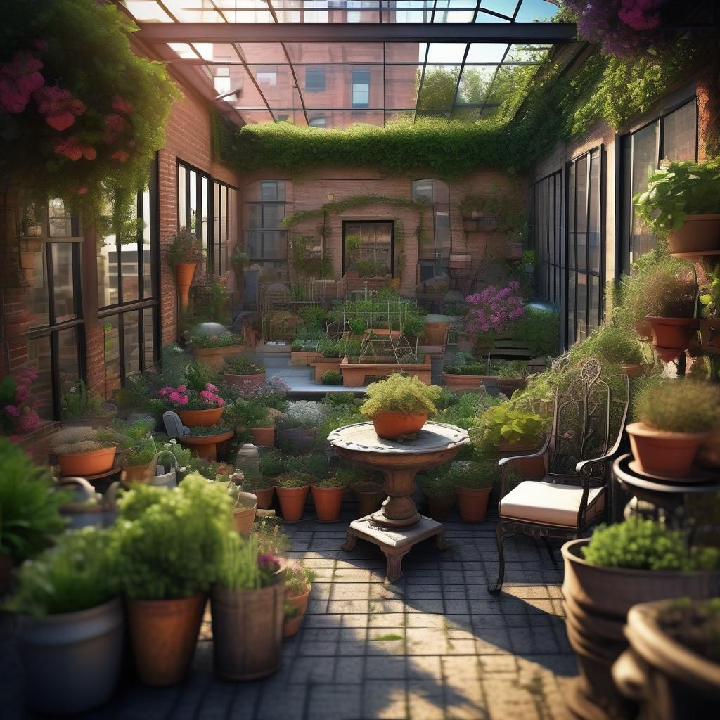 Hyperrealistic Urban Garden Oasis in HDR