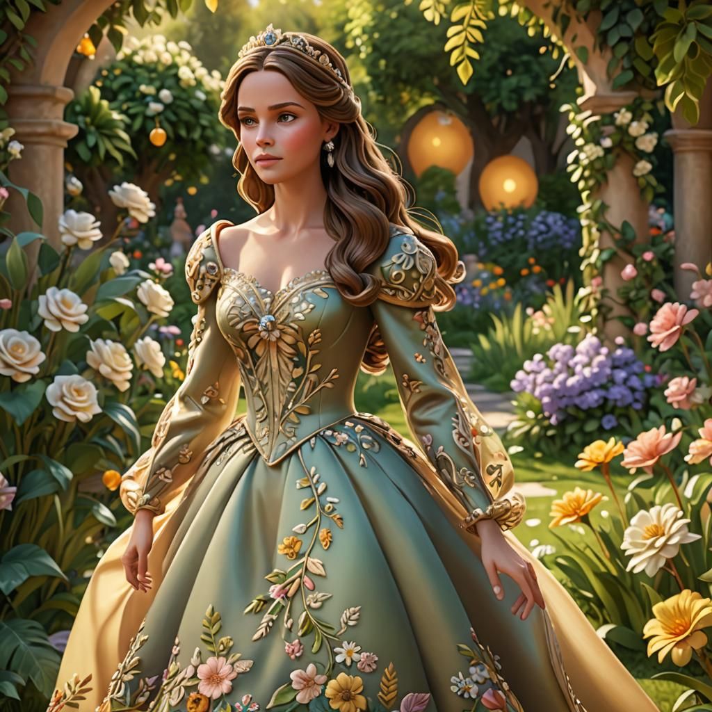 Princess Sofia in Lush Garden: 3D Digital Art