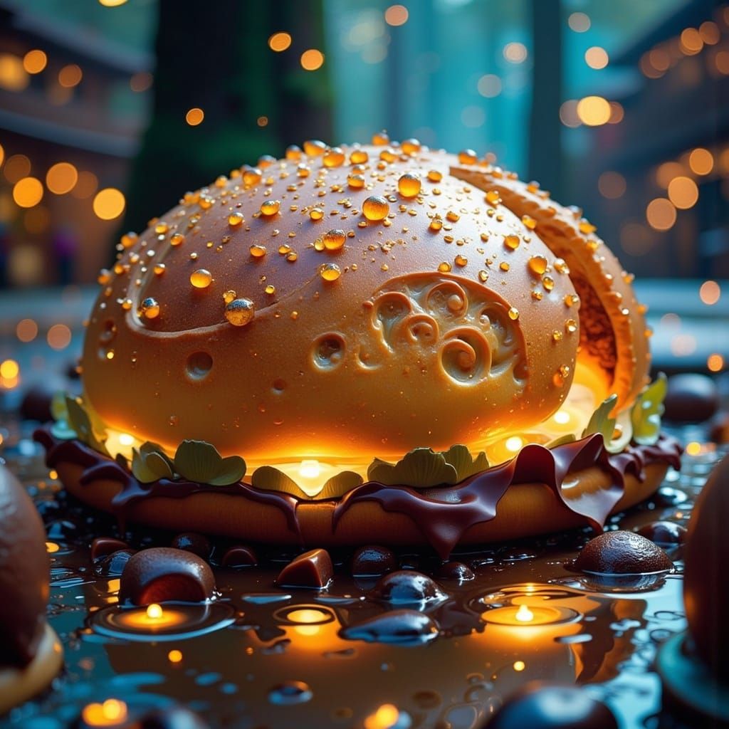 Soft Bun in Whimsical, Art Nouveau Landscape