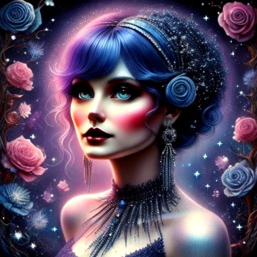 Indigo Flapper in Speakeasy: Alcohol Ink Fantasy