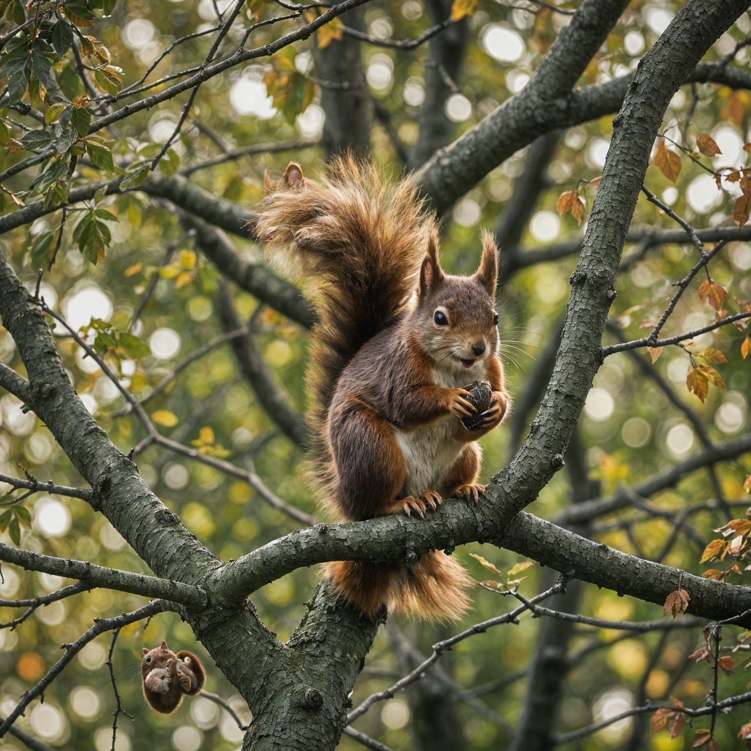 Red Squirrel in Woodland: Cinematic Film Still