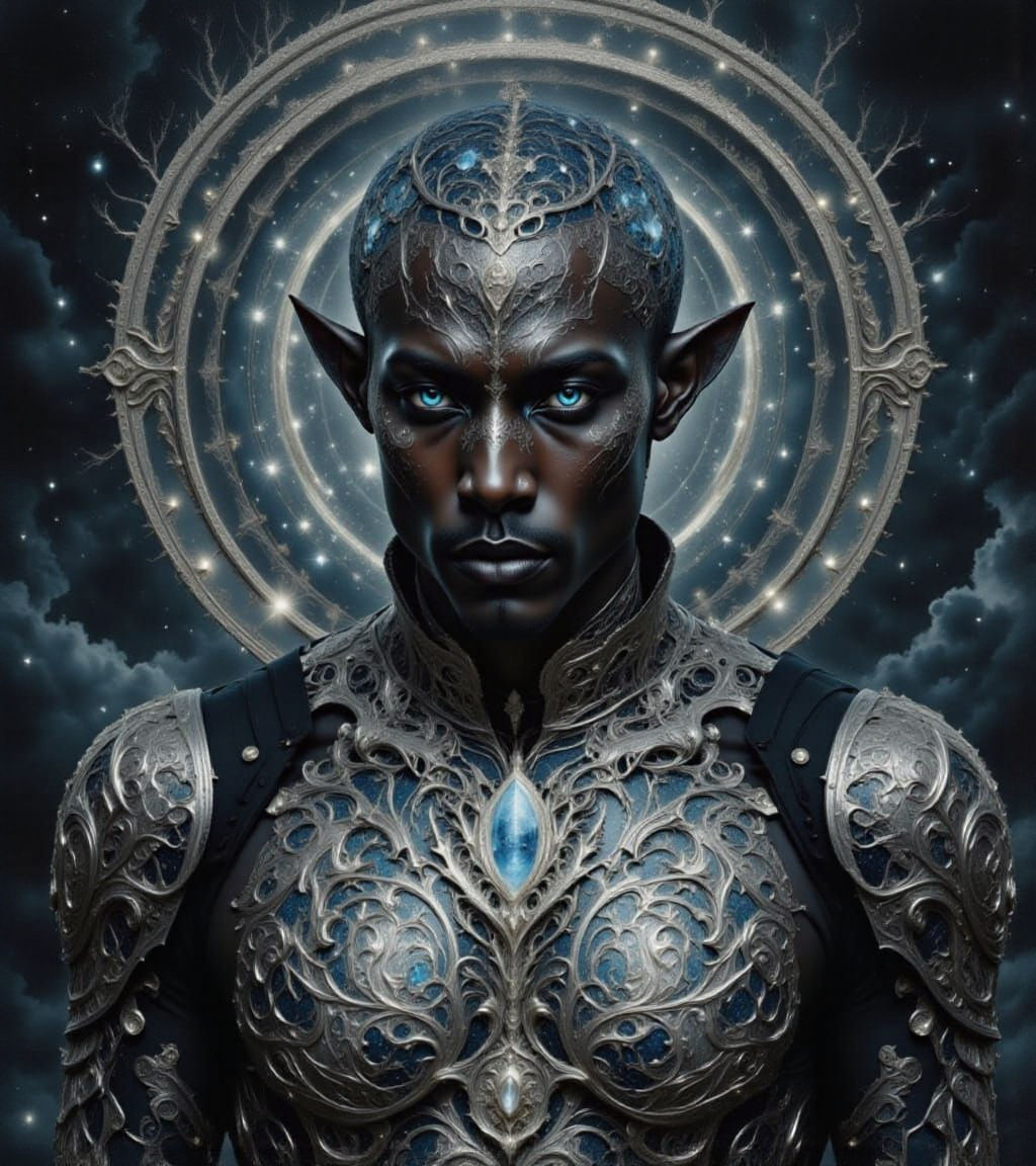 Celestial Gothic God in Renaissance Oil Painting