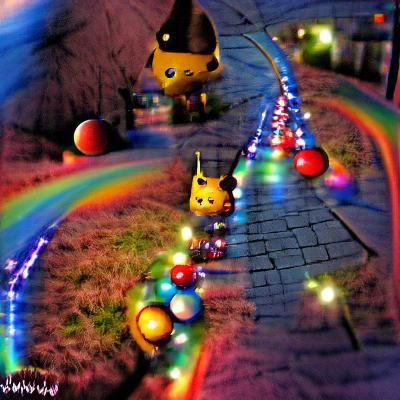 Rainbow Pathway Wonderland with Floating Lights
