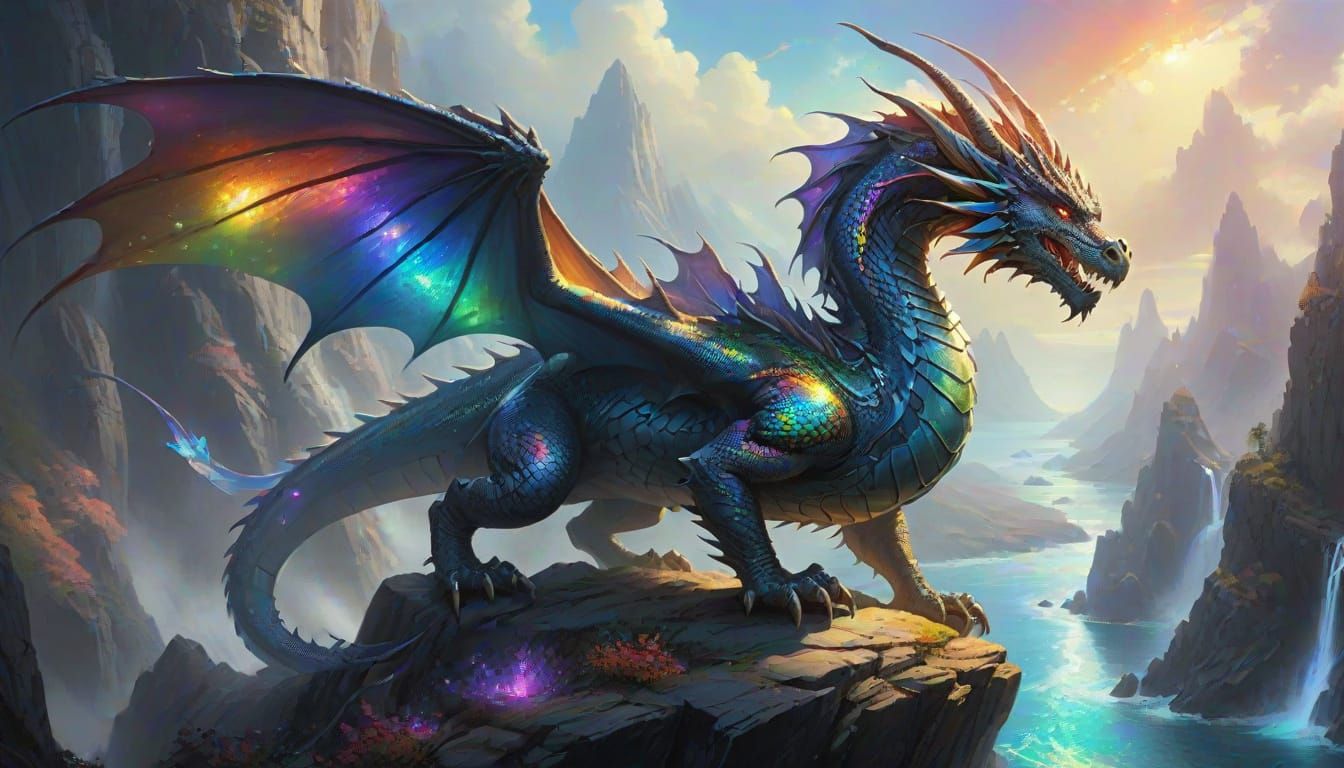Majestic Opal Dragon in High-Fantasy Style