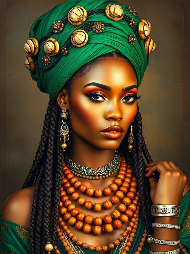 African Goddess Bohemian Portrait in Luxurious Diamond Paint...