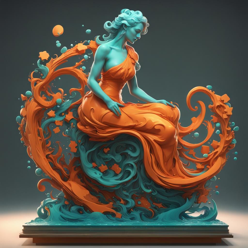 Ocean-Inspired Puzzle Piece Sculpture in 8k Resolution