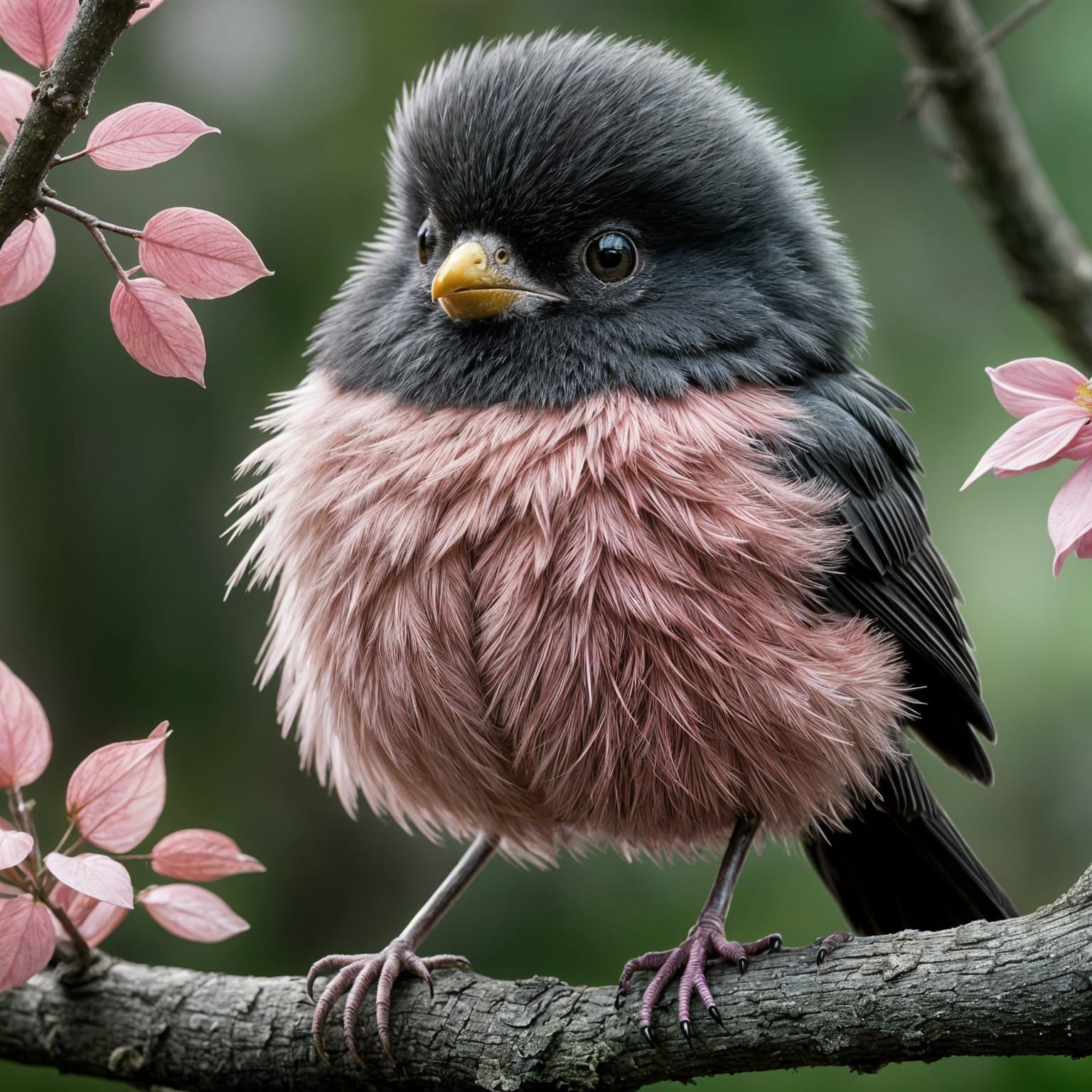 Vibrant Metallic Bird in a Whimsical Garden