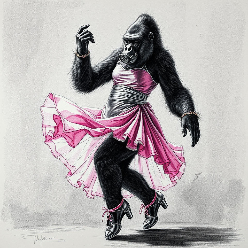Elegant Gorilla Dancer: Surreal Concept Art