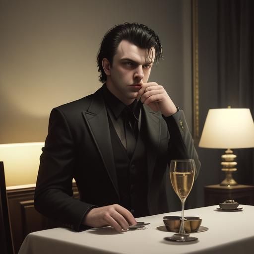 Dramatic Film Still of Ambrose Transylvania Hotel