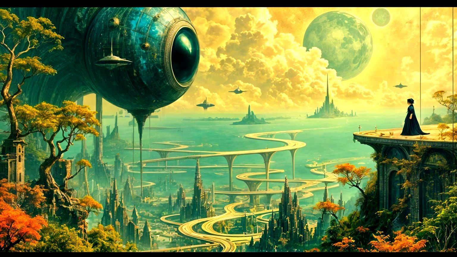 Alien City Under the Gaze of an Immense Eyeball