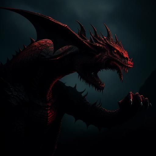 Dragon with Bloody Wings in Dark Fantasy Art