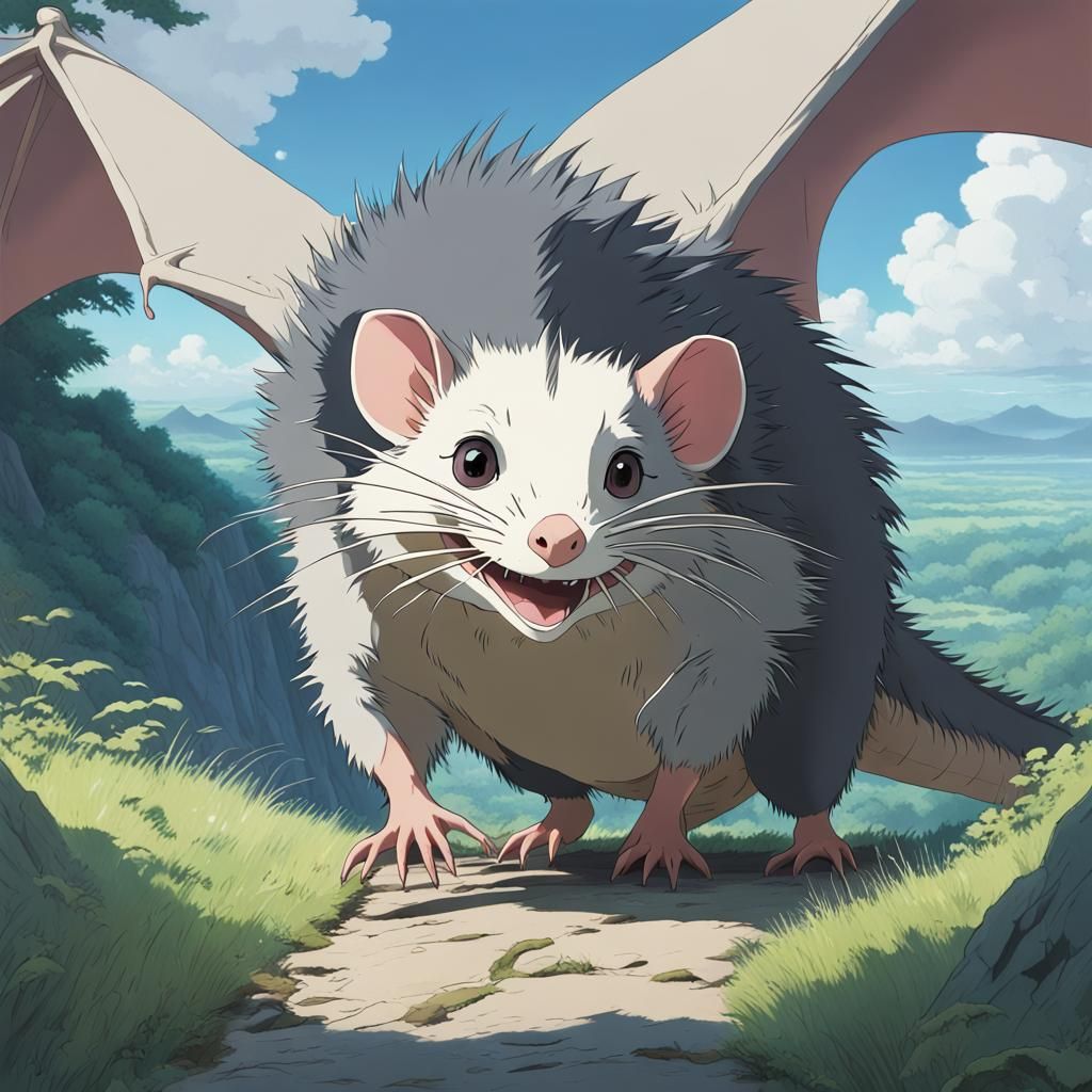 Opossum Saves Princess From Dragon, Ghibli Style