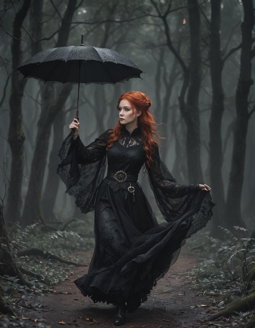 Enchanting Witch in Misty Forest