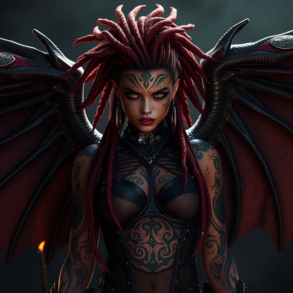 Dragon-Human Hybrid Warrior in Punk Sci-Fi Style