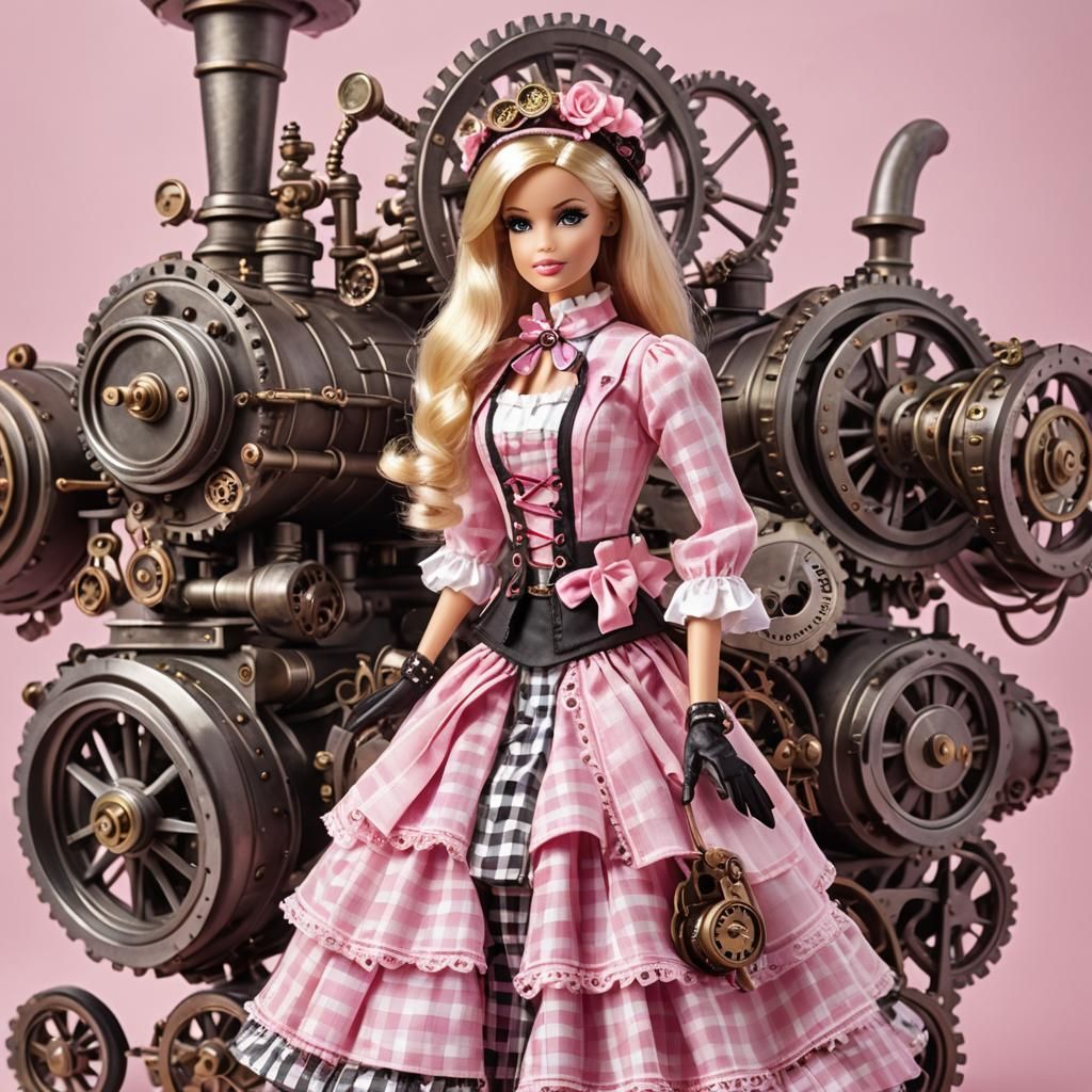 Barbie in Steampunk Costume with Engine