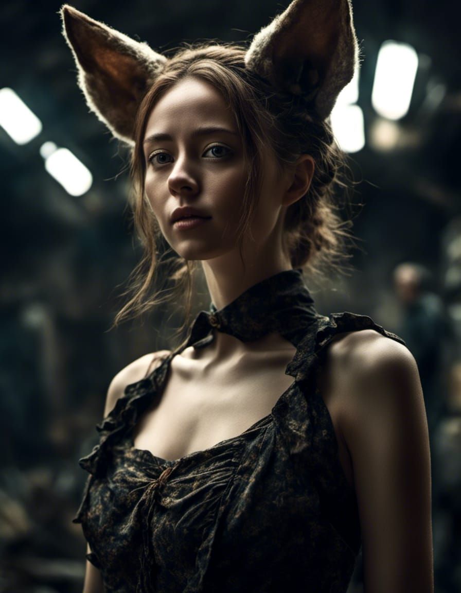 Dramatic Werelion Girl Transformation with Strong Expression