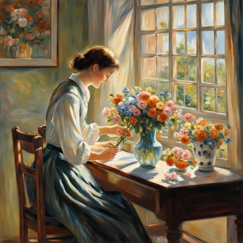 Lady in Soft Morning Light, French Impressionist Style