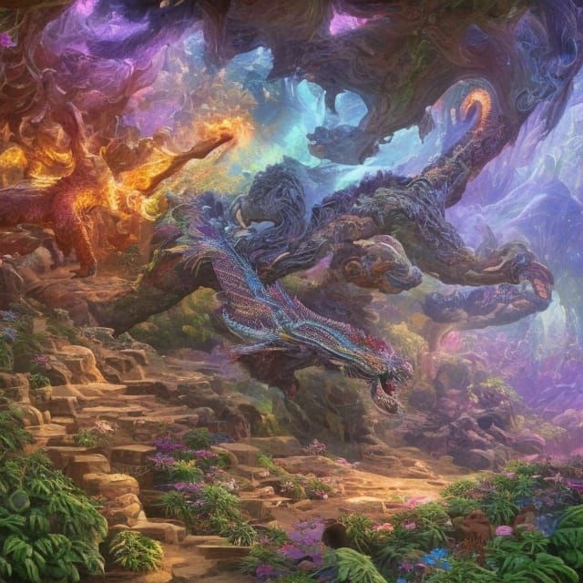 Crystal Multi-Headed Dragon in Astral Cave