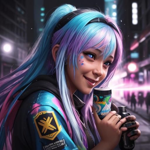 Colorful Graffiti Art: A Night of Magic and Kindness