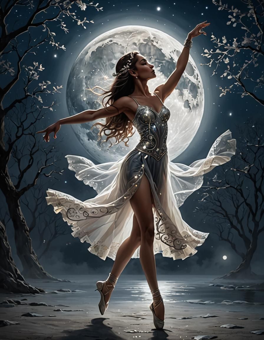 Moonlit Dancer: Ethereal Beauty Under the Stars