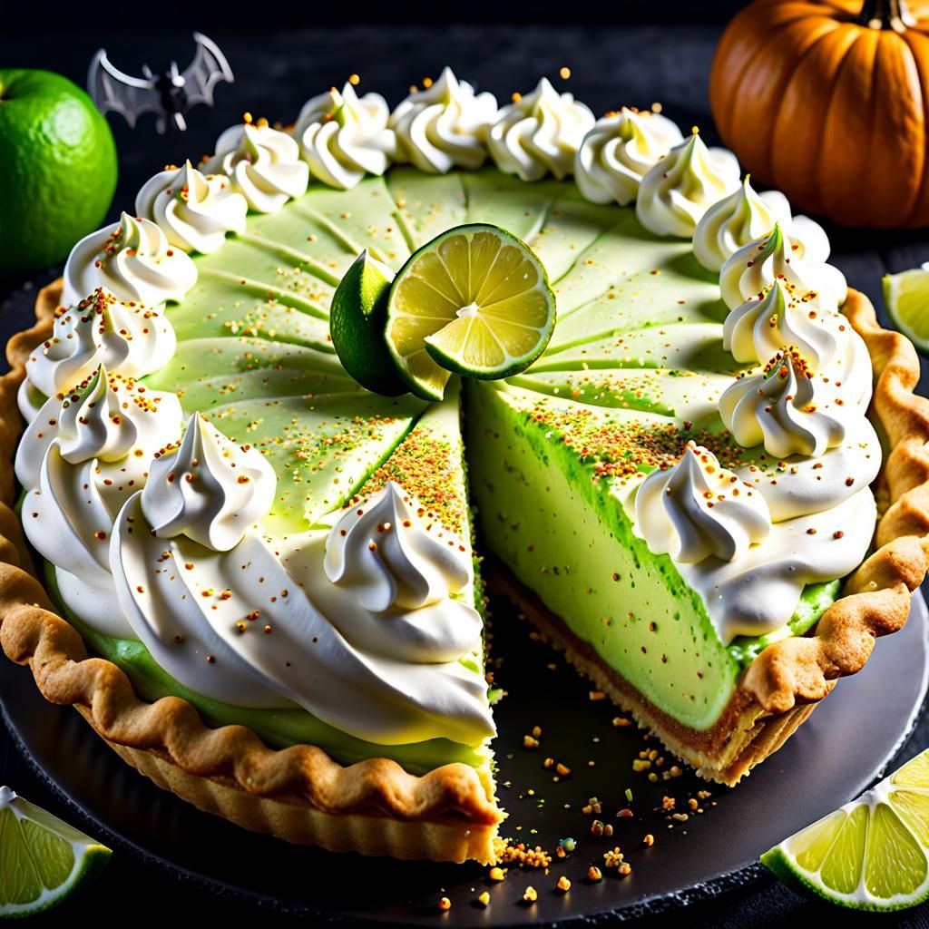 Key Lime Pie with Cinnamon Sprinkles in Golden Hour