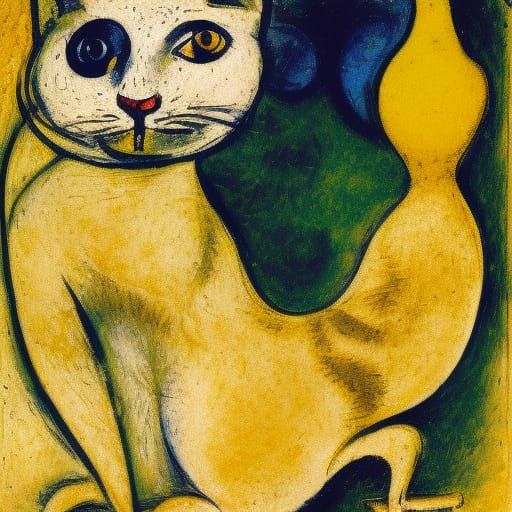 Cat and Mouse Inspired by Kokoschka and Chagall