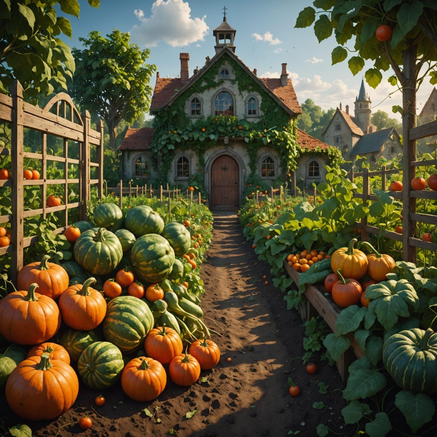 Vibrant Fantasy Garden Scene in Stunning Detail