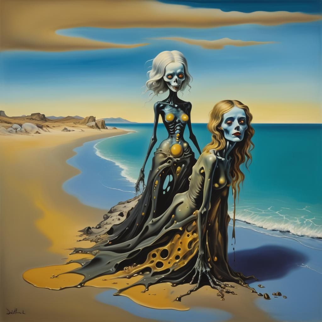 Surreal Ghoul on a Beach in Dali Style