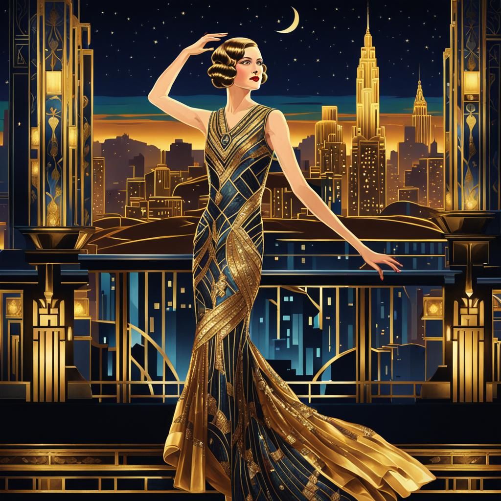 Glamorous Art Deco Portrait of 1920s Woman