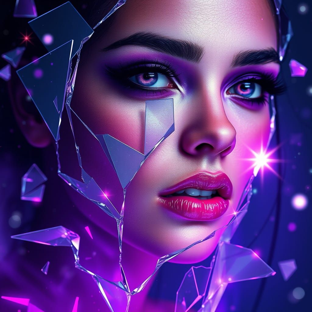 Ethereal Fantasy Woman in Vibrant Purple Hues