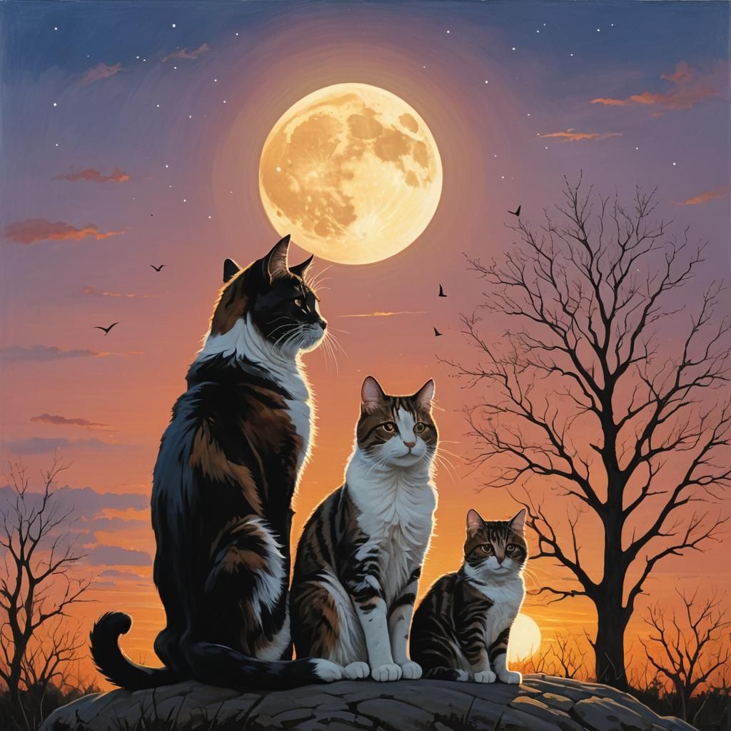 Family at Sunrise, Sunset, Moonrise