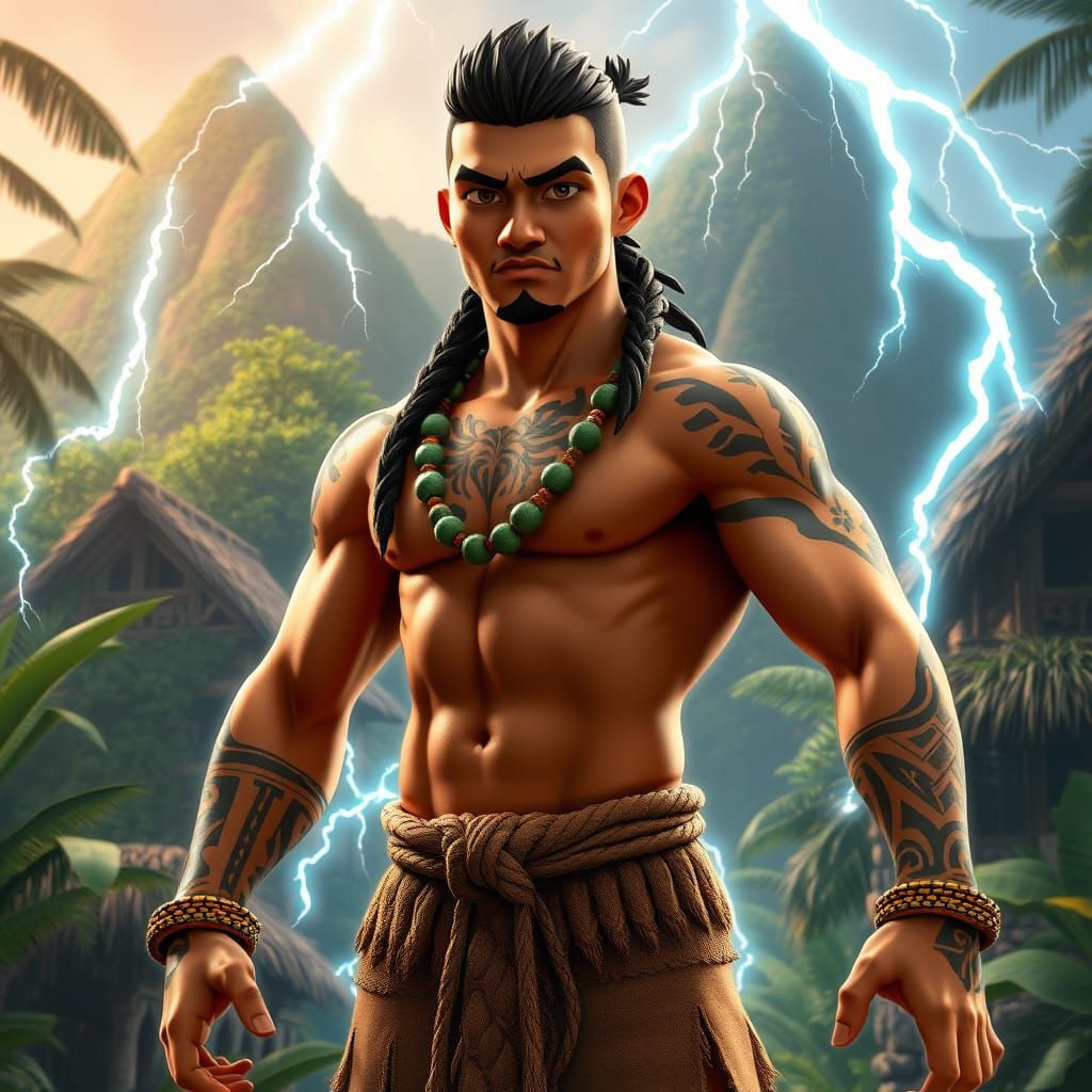 Haikili: Hawaiian God of Thunder in 3D Rendered Style