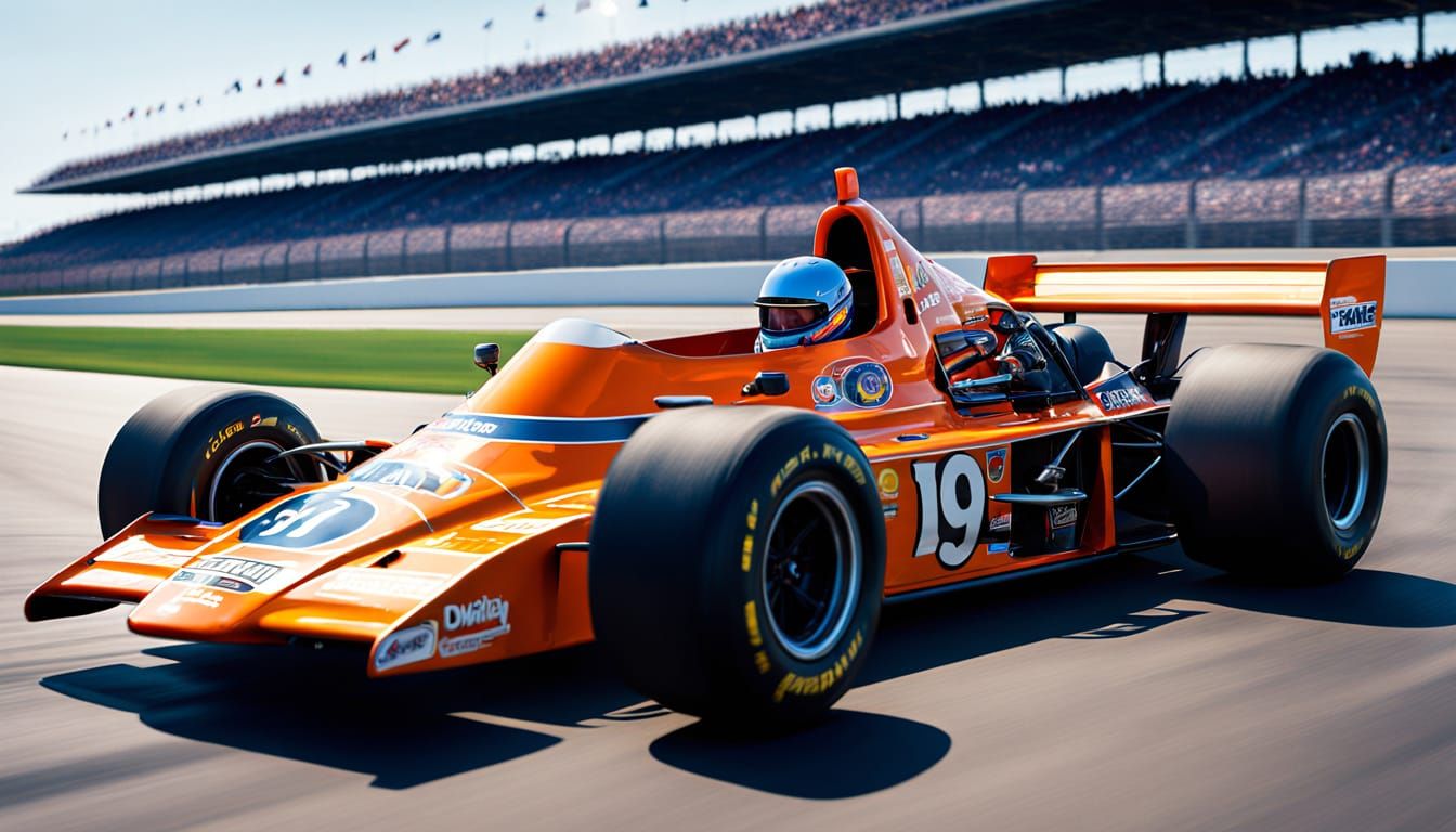 Indy 500 Race Car Driver in 1970s Acrylic Art