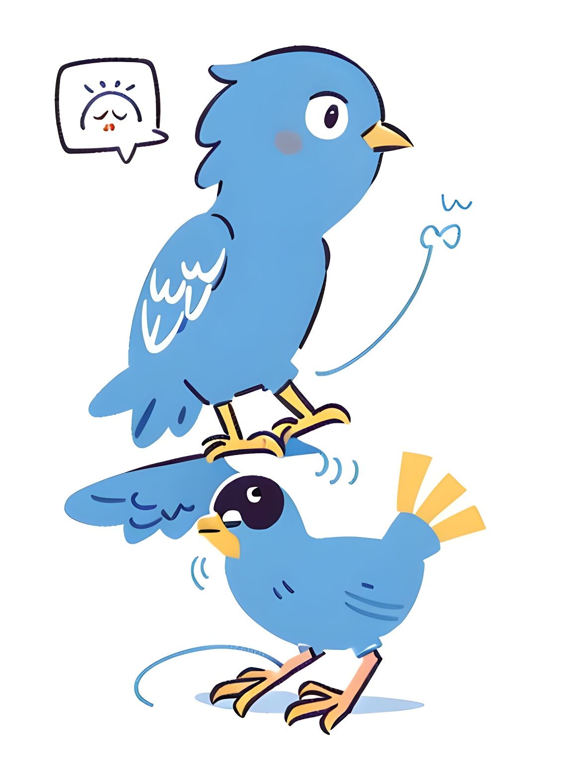 Cute Bird Cartoon Illustration in Haring Style