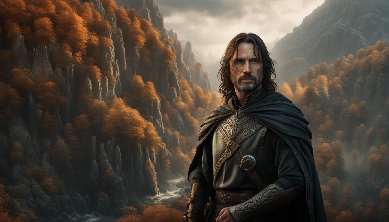 Aragorn Gazing into Palantir: Detailed Matte Painting