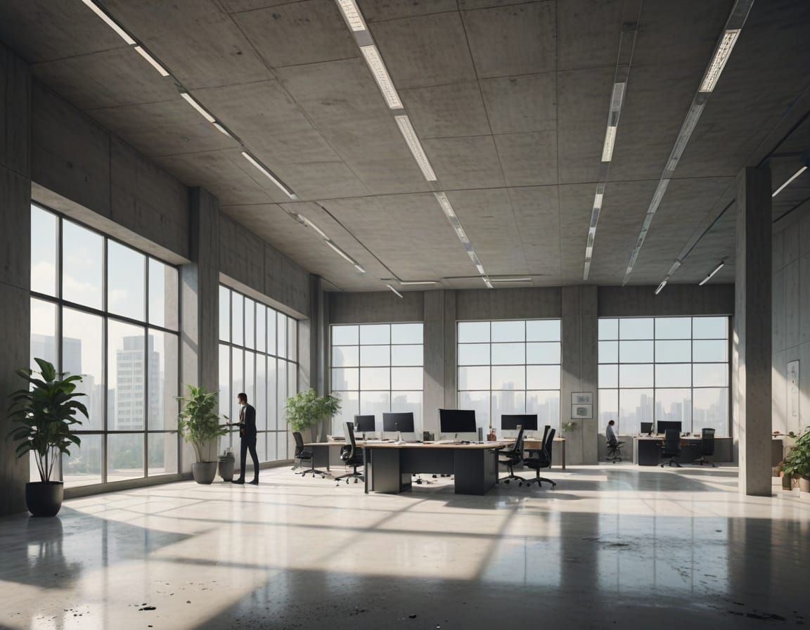 Contemporary Office in Minimalist Style with Soft Natural Li...